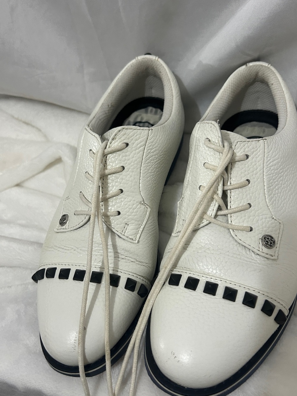 G/FORE Studded Gallivanter Leather Golf Shoes White Size 8.5